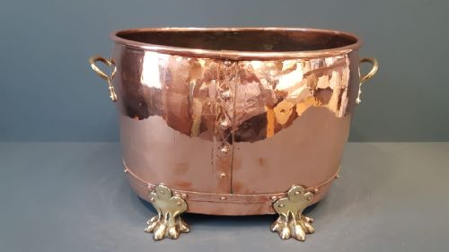 Large Victorian Copper Log Bin