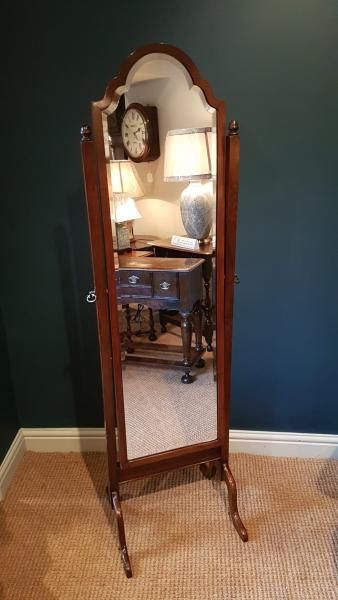 Edwardian Walnut Cheval Mirror