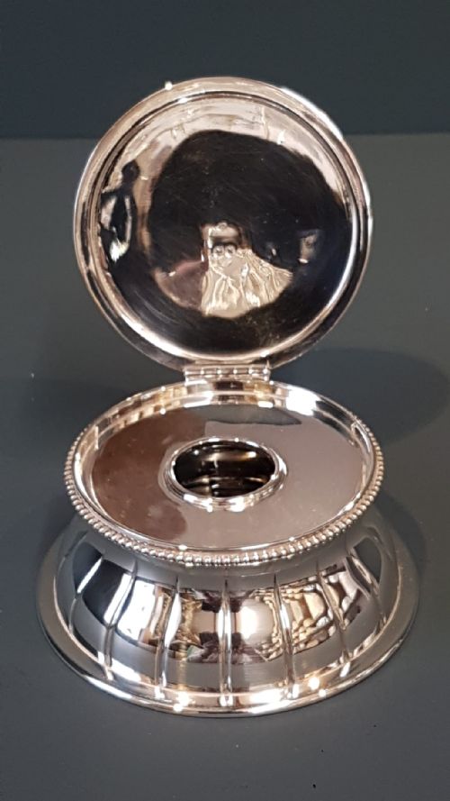 Outstanding Quality Victorian Cast Silver Capstans Ink Well