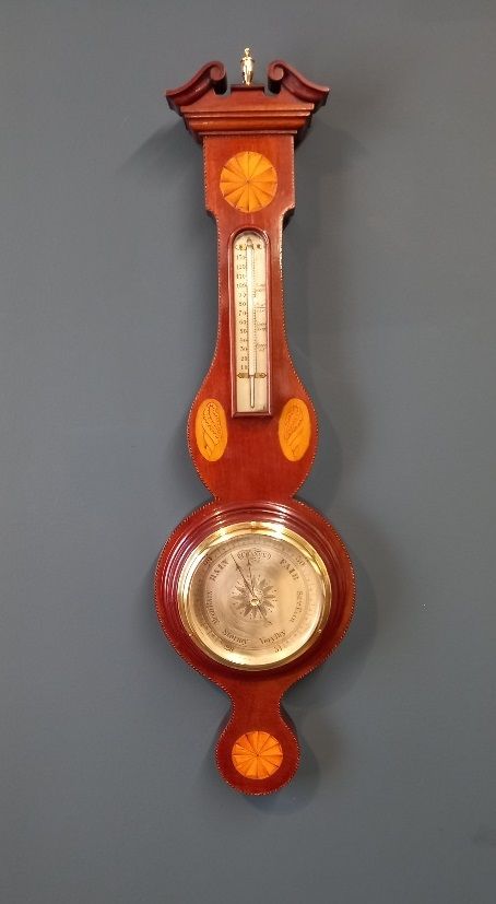 Superb Edwardian Sheraton Inlaid Banjo Barometer