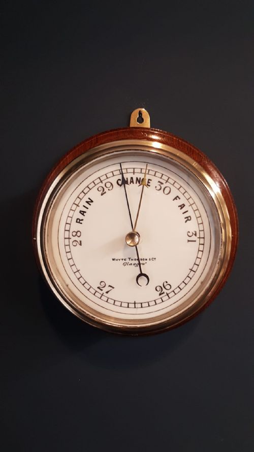 Victorian Oak Bulk Head Glasgow Marine Barometer