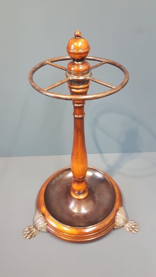 Edwardian Walnut and Brass Stick Stand