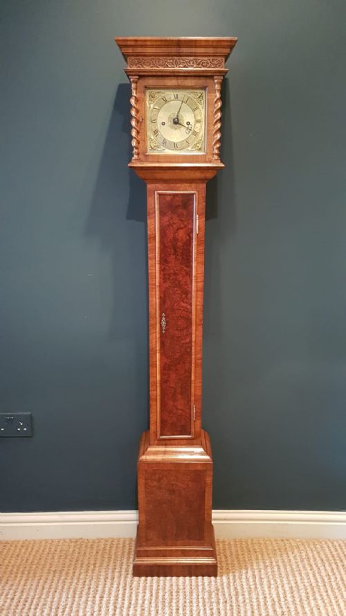 Early Victorian Walnut Verge Escapement Grandmother Clock