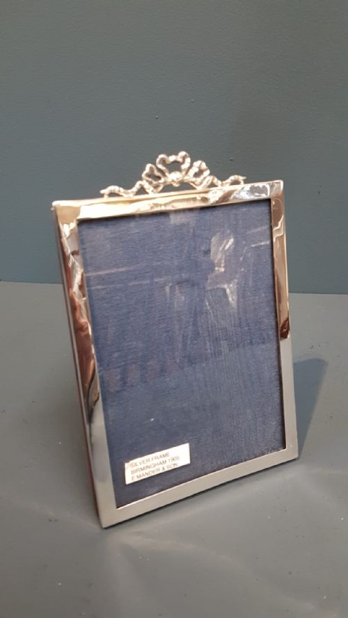 Edwardian Silver Ribbon Crest Photo Frame