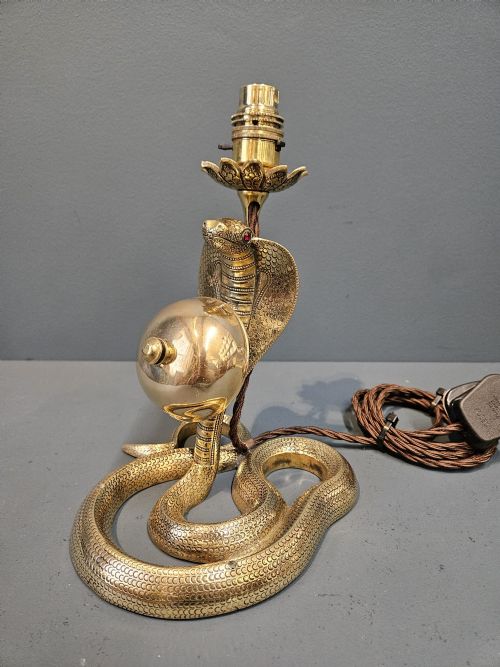 Unusual Edwardian Serpent Table Lamp and Counter Bell