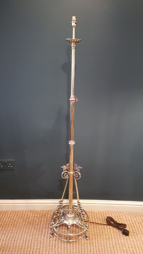 Edwardian Brass and Copper Trimmed Lamp Standard