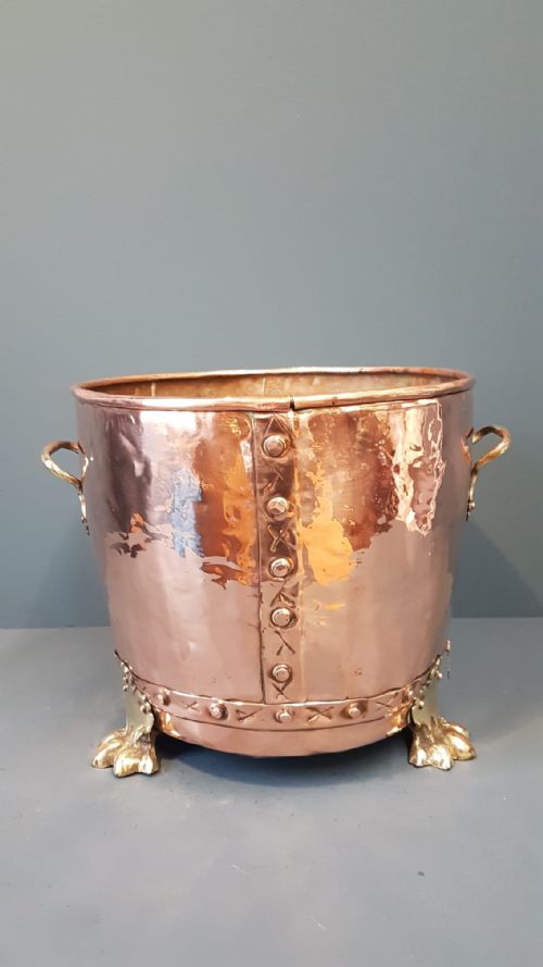 Edwardian Copper Log Bin
