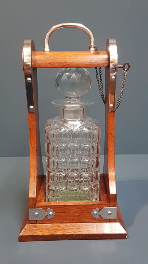 Victorian Oak and Silver Plated Tantalus