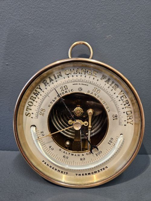 Victorian Marine Barometer with Crescent Thermometer