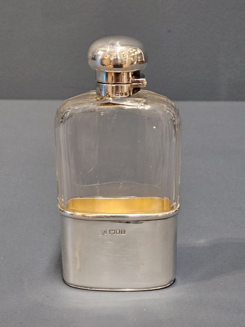 Victorian Silver and Faceted Crystal Hip Flask