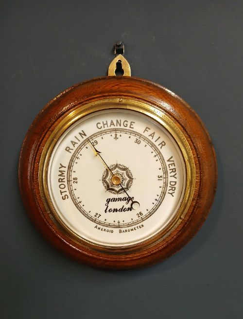 Victorian Oak Gamage of London Aneroid Barometer