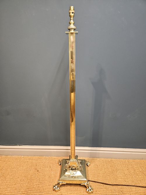 Edwardian Brass Rise and Fall Standard Lamp