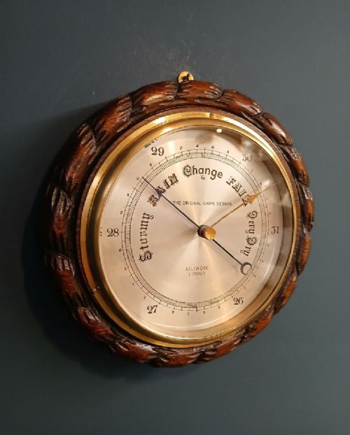 Victorian Selfridge of London Oak Ships Barometer