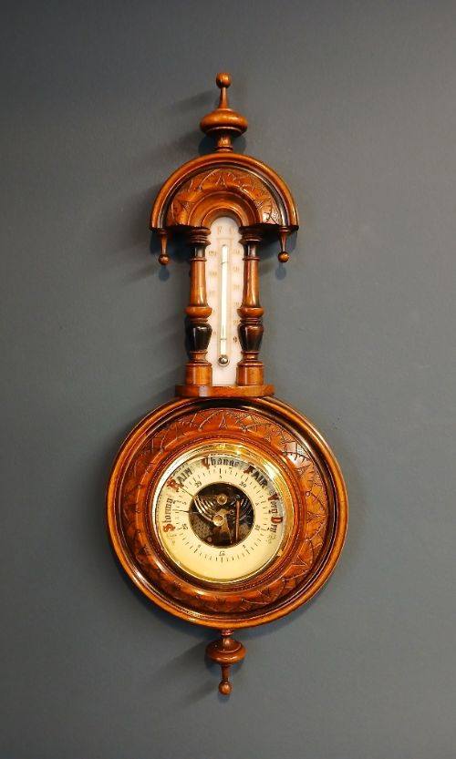 Victorian Walnut Pendant Banjo Barometer