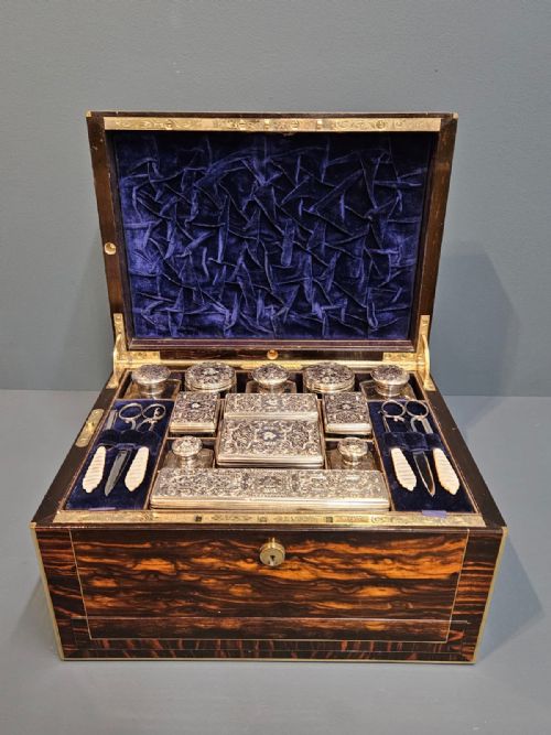 Victorian Coromandel & Silver Travelling Box