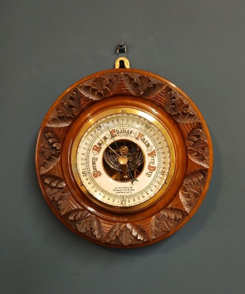Victorian Walnut Aitchinson of London Aneroid Barometer