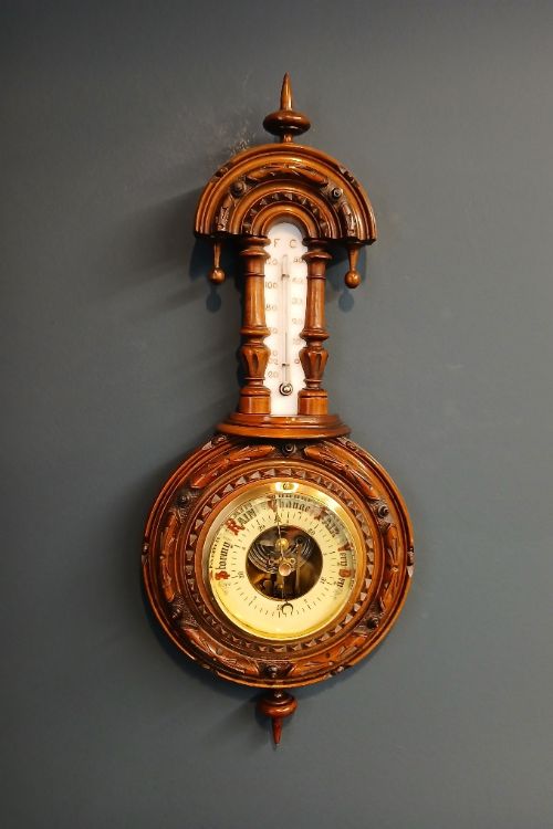 Small Victorian Walnut Pendant Banjo Barometer