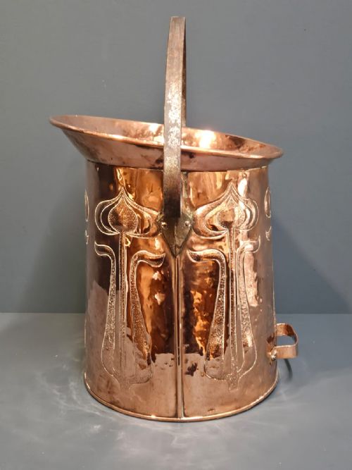 Art Nouveau Copper Coal Scuttle