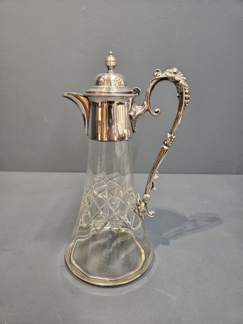 Late Victorian Silver Plated and Crystal Claret Jug
