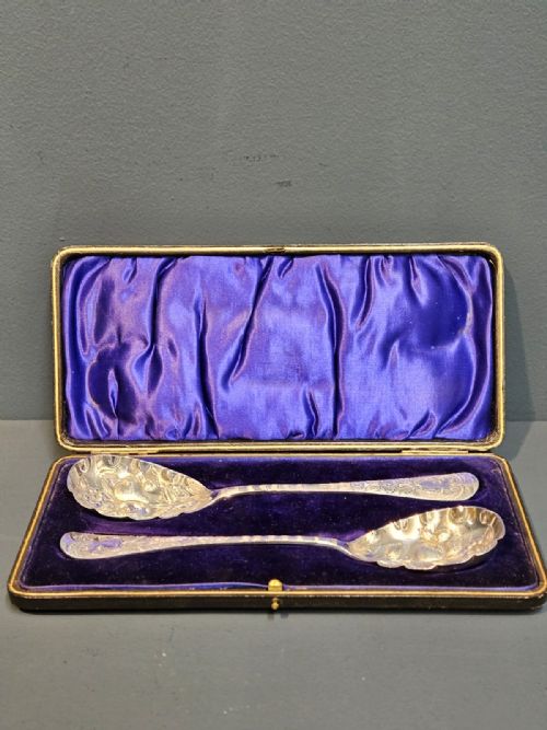Pair of Edwardian Silver Berry Spoons
