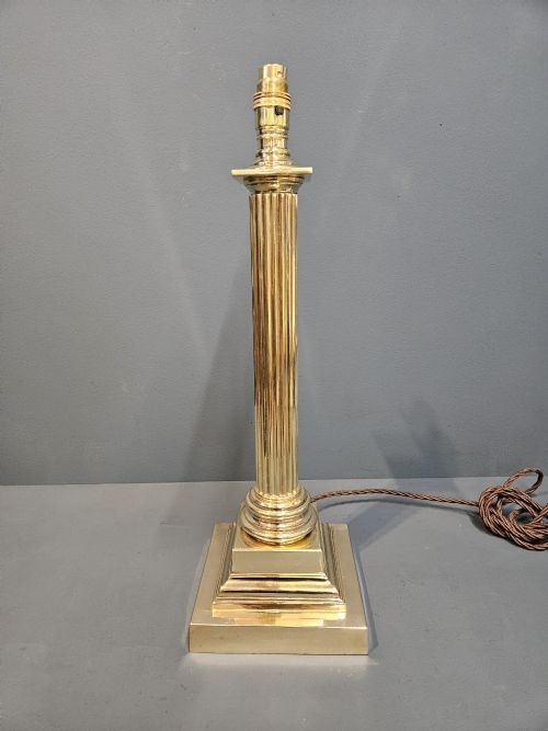 Edwardian Reeded Column Table Lamp by Hinks