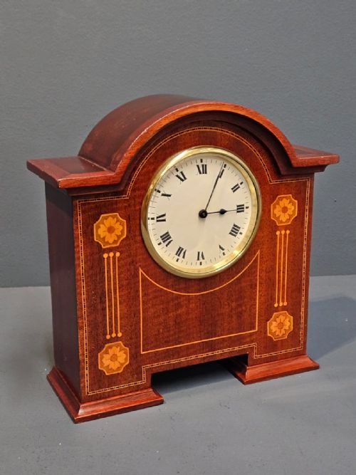 Fine Quality Edwardian Inlaid Mahogany Mantel Clock