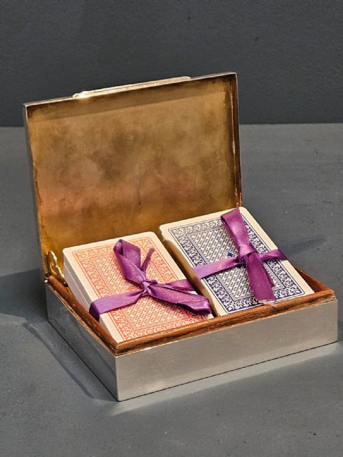 SILVER CARD BOX WITH RISING CARD TRAY - ADDITIONAL PHOTO 3