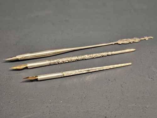 Collection of 3 Victorian Silver Nib Pens