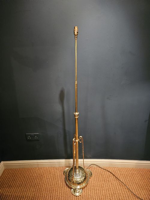 Edwardian Brass Rise and Fall Lamp Standard