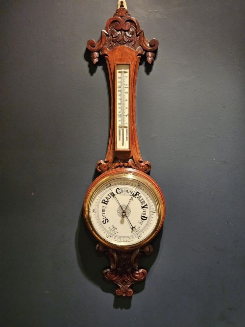 Oak Victorian Banjo Barometer