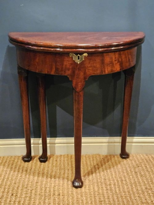 George II Red Walnut Demi Lune Gaming Table