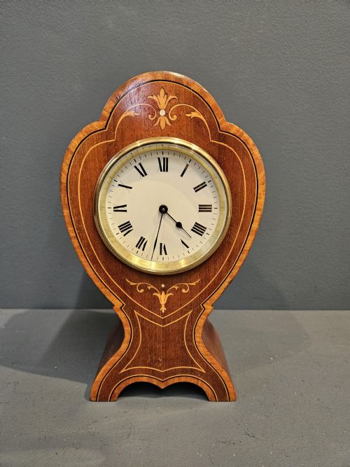 Edwardian Sheraton Inlaid Mantel Clock