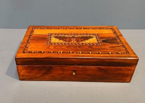 Victorian Rosewood Tunbridge Inlaid Card Box