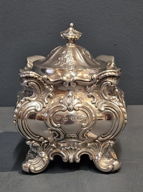 Large Early Victorian Silver Tea Caddy