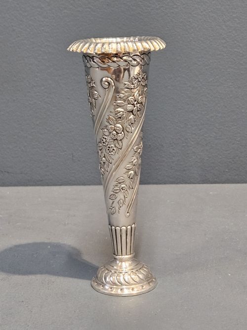 Victorian Silver Trumpet Vase by William Comyns