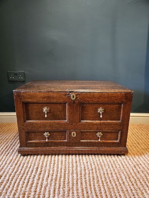 George I Oak Panelled Front Coffer Bach