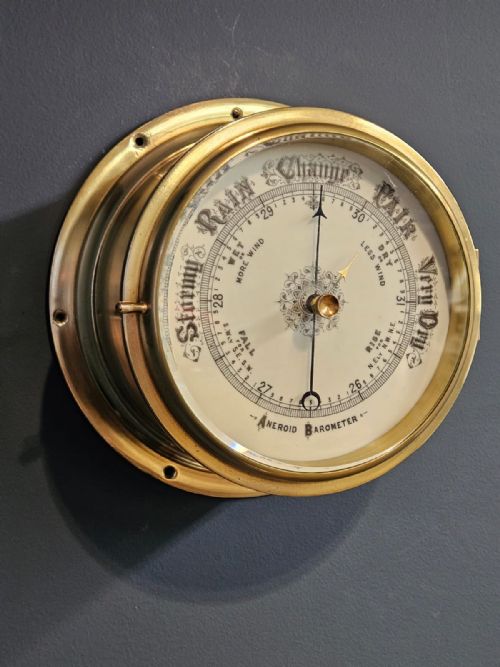 Superb Victorian Cast Brass Cased Ships Barometer