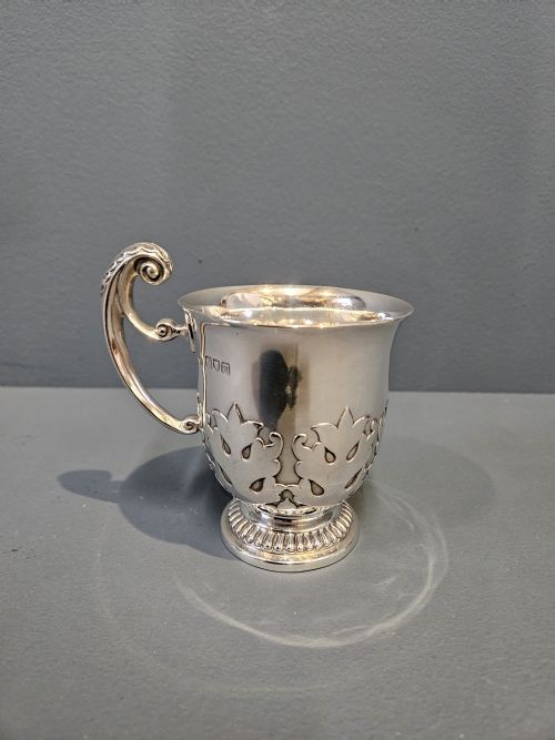 Edwardian Card Cut 6.5 Troy Oz Silver Mug