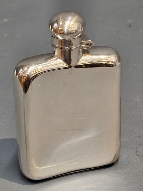 George V Curved Silver Hip Flask