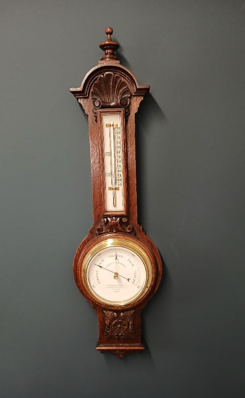 Small Victorian Negretti & Zambra Banjo Barometer