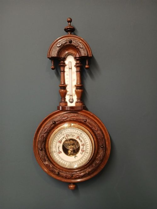 Victorian Walnut Pendant Banjo Barometer