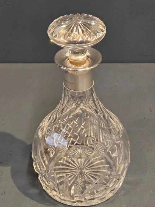 HUKIN HEATH SILVER COLLAR CRYSTAL DECANTER - ADDITIONAL PHOTO 1