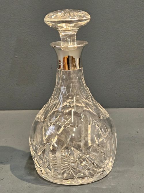 HUKIN HEATH SILVER COLLAR CRYSTAL DECANTER - ADDITIONAL PHOTO 3