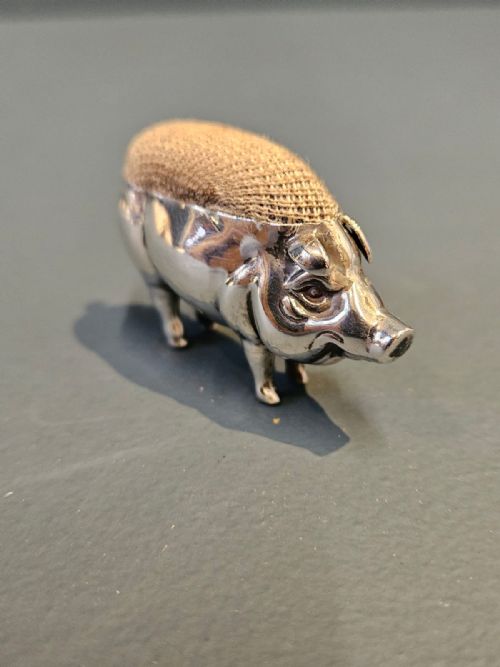 Edwardian Silver Pig Pin Cushion by Adie & Lovekin