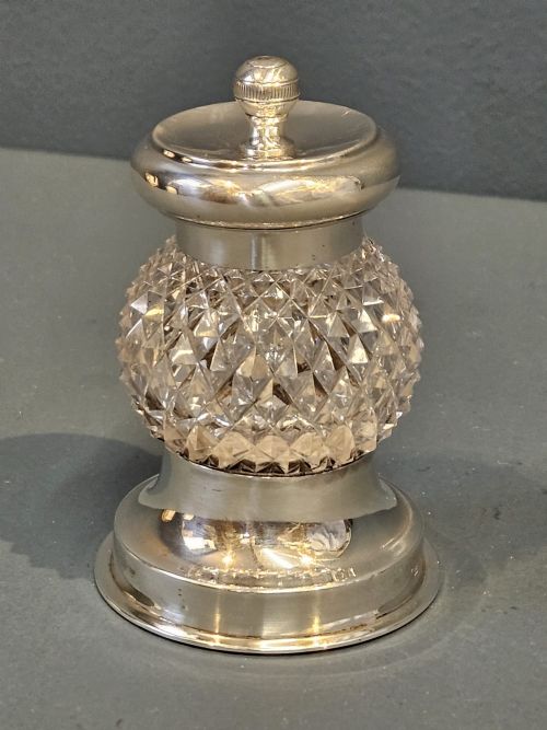 Victorian Silver and Cut Crystal Pepper Grinder