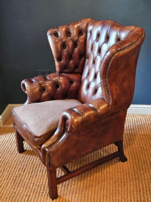 WING BACK LEATHER ARM CHAIR - ADDITIONAL PHOTO 7