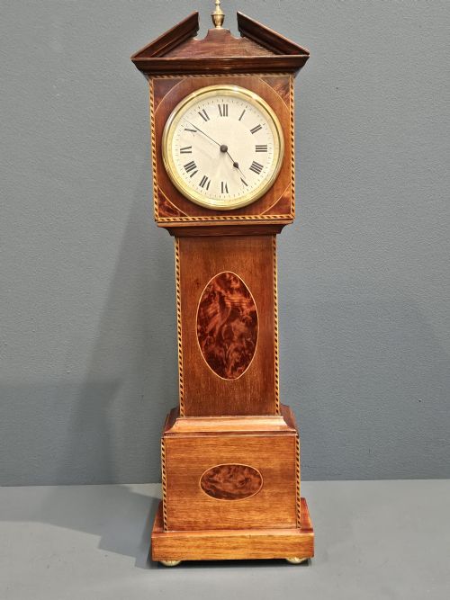 Edwardian Inlaid Mahogany Miniature Longcase Clock