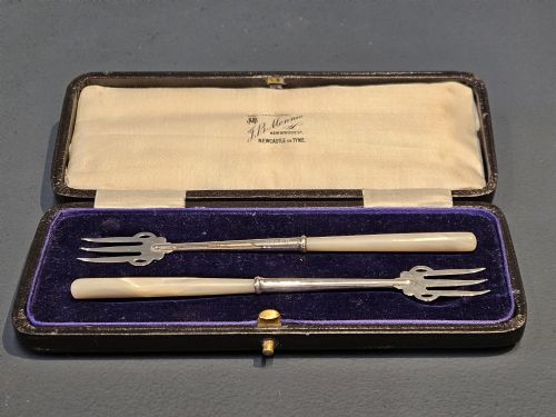 Pair of Silver Olive Forks