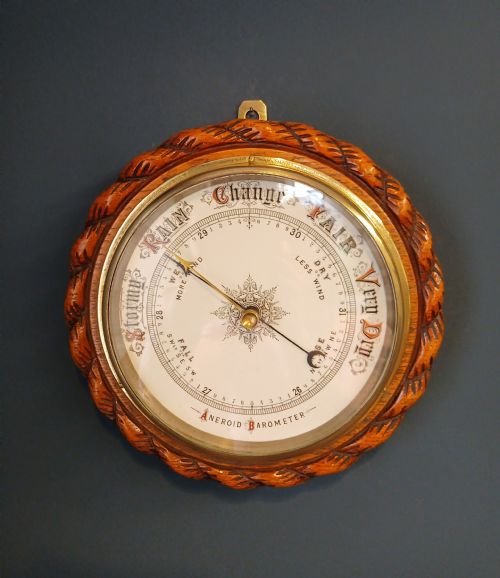 Victorian Carved Oak Ship's Barometer
