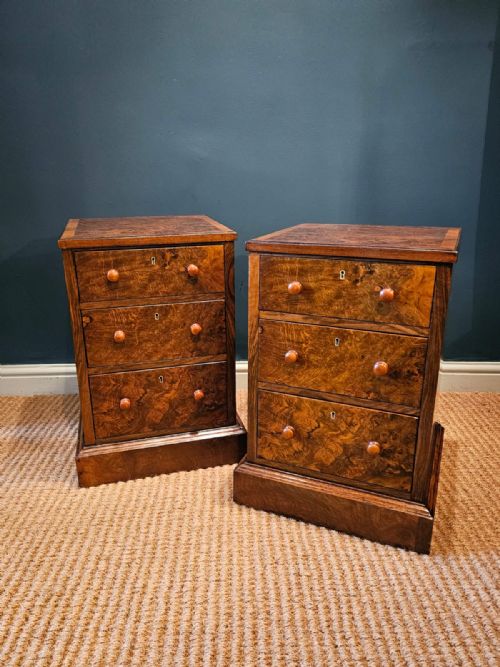 Pair of Victorian Walnut Bedside Chests